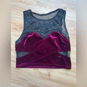 Velvet lace crop top